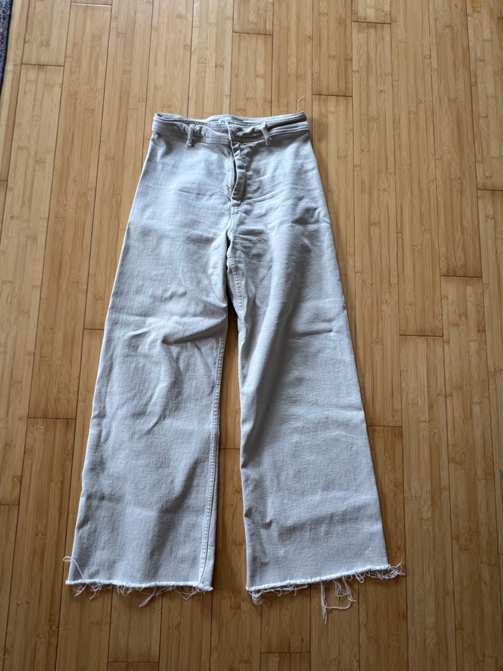 Zara Off-White High-Rise Wide Leg Jeans